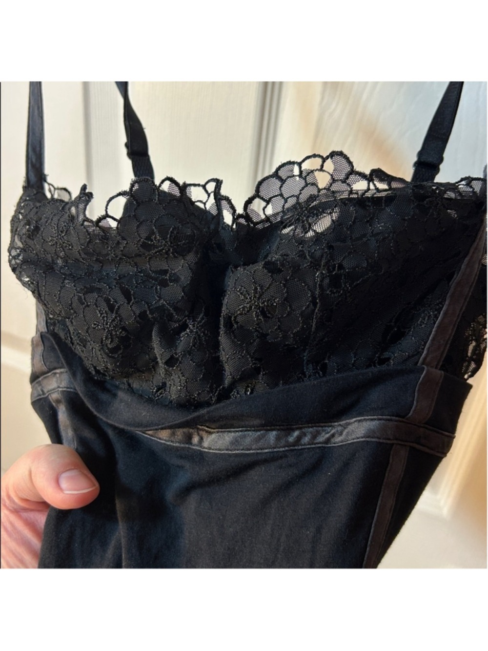 La Perla Black Lace Embroidered Mesh Bodysuit US 32 Modal Blend Designer Luxury - Picture 5 of 8